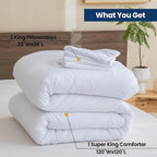 Paxrac White Super King Comforter Set 120x120In, 3 Pieces Oversized King - Image 7