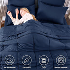 CozyLux Oversized King Comforter Sets Navy Blue, 7 Pieces Bed in a Bag - Image 2