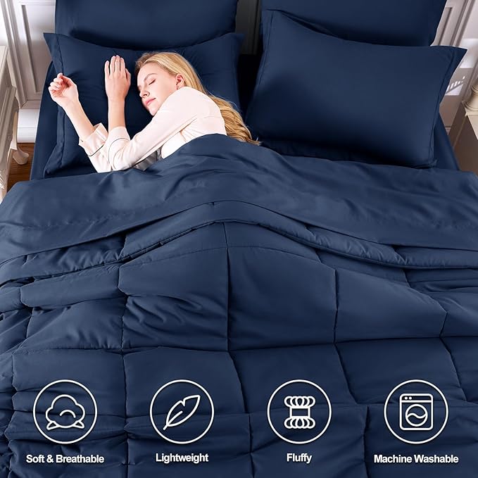 CozyLux Full Size Comforter Sets Navy Blue - Image 2
