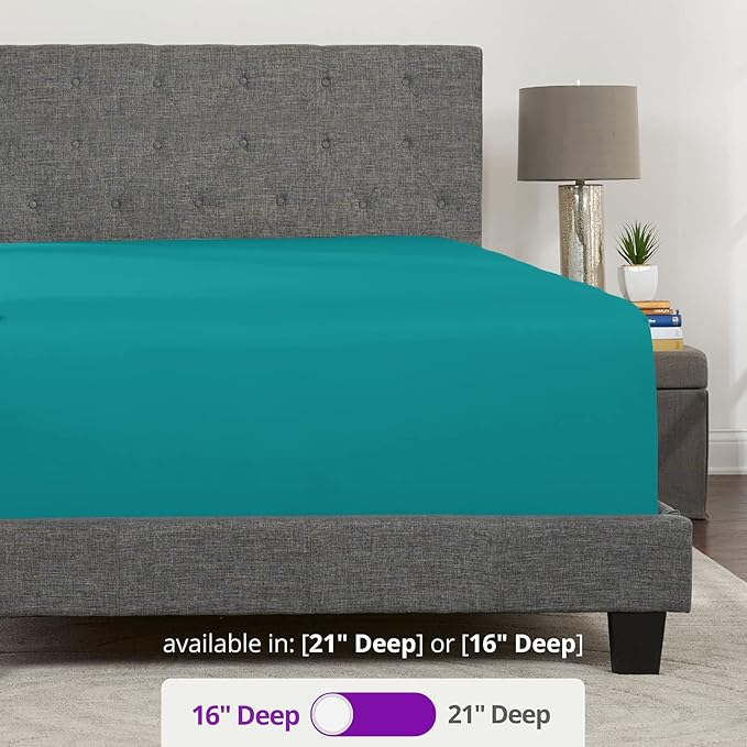 Queen Deep Pocket Fitted Sheet Real 16' Fitted Bed Sheets Fit Perfectly 14'18' - Image 3