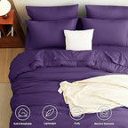 CozyLux Full Size Comforter Sets Purple, 7 Pieces Bed in a Bag Full Comforter - Image 2