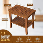 Large Teak Wood Shower Bench Stool - Image 6