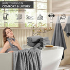 4 Piece Extra Large Bath Towel 35"x70" Oversized Bath Sheet Grey Bath Towel Set - Image 2