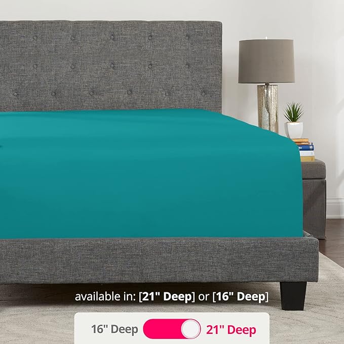 Deep Fitted Sheets King – King Size Fitted Sheet Only Deep Pocket – 21” King - Image 3