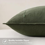 MIULEE Decorative Linen Pillow Covers 18x18 Inch Dark Olive Green Boho - Image 3