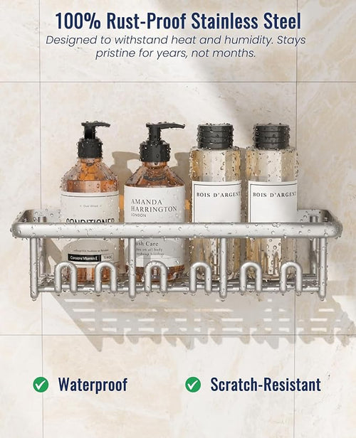 8 Pack Adhesive Rustproof Shower Shelves - Image 2
