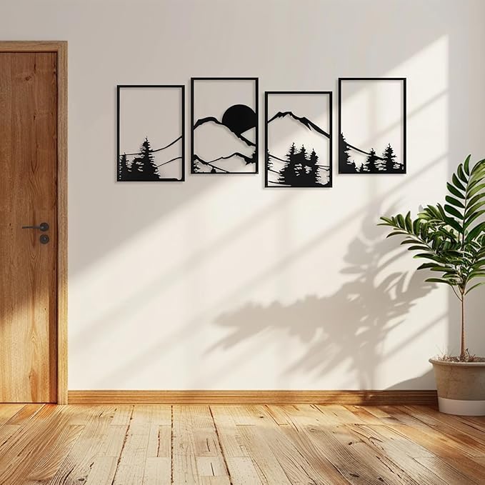 Art3d Black Metal Wall art, 4 Pieces Wall Decor - Image 8
