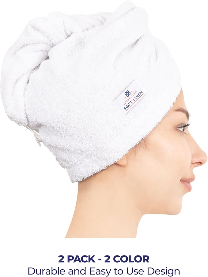 American Soft Linen 100% Cotton Hair Towels - Image 4