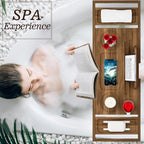 Premium Teak Bathtub Tray Caddy, Expandable Wooden Bath Tray - Image 3