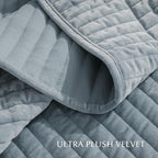 EVERGRACE Velvet Quilt Set Queen Size, Luxurious Soft Striped Channel Bedding - Image 5
