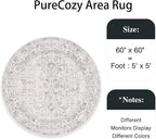 Grey Round Area Rug 5ft Entryway Door Mat Small Circle 5x5 Kitchen Vintage - Image 2