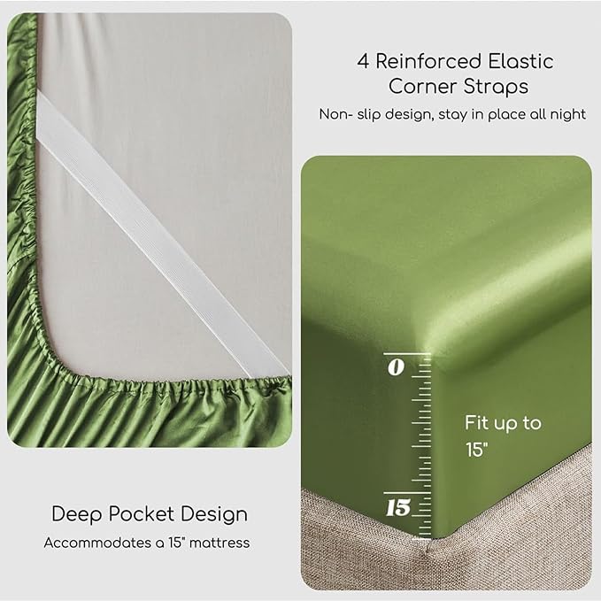 MR&HM Satin Bed Sheets, King Size Sheets Set - Image 4