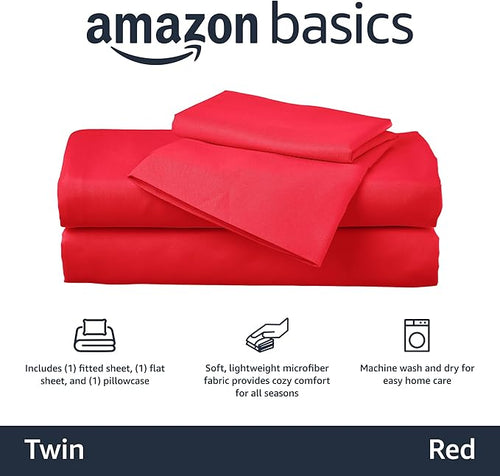 Amazon Basics Kid's Soft, Breathable, Machine Washable Microfiber 3-Piece Sheet - Image 2