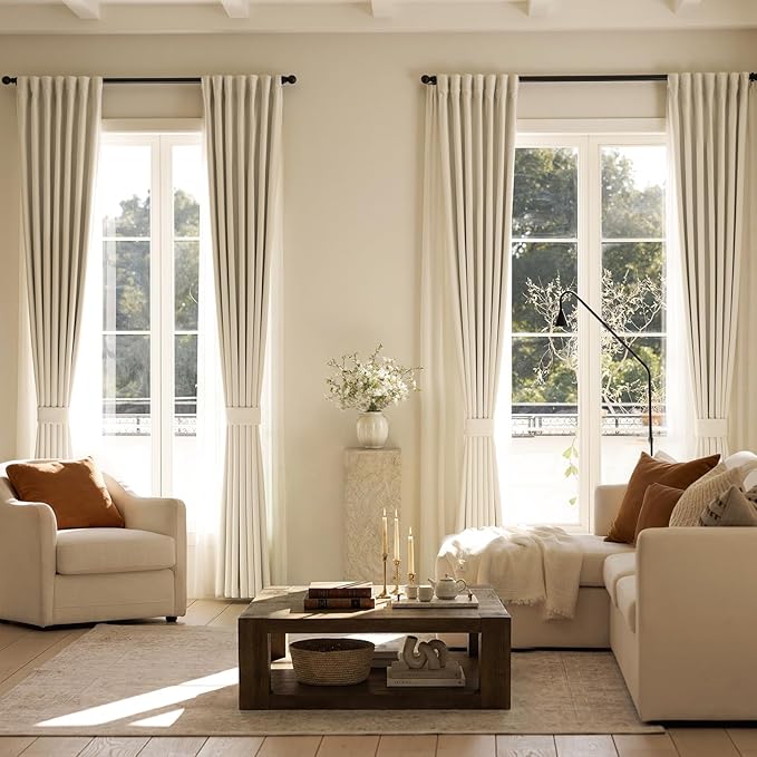 jinchan Chenille Blackout Curtains 84 Inches Long 2 Panels Beige Thermal - Image 8