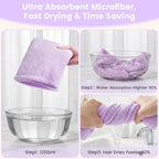 Microfiber Hair Towel Wrap for Women, 2 Pack Large Fast Drying Hair Towel - Image 8