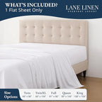 Lane Linen 100% Organic Cotton Queen Size Flat Sheet Only - Image 2
