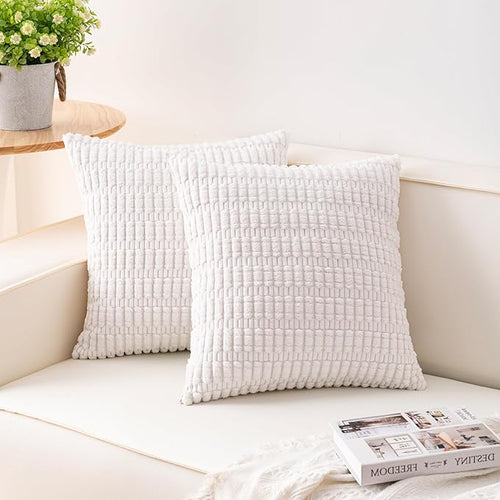 Aegero Pack of 2 Corduroy Decorative Throw Pillow Covers 20x20 Inch Soft by Unknown