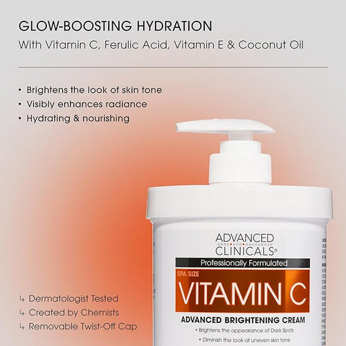 Advanced Clinicals Vitamin C Cream Visibly Brightening Body Lotion | Vitamin C - Image 2