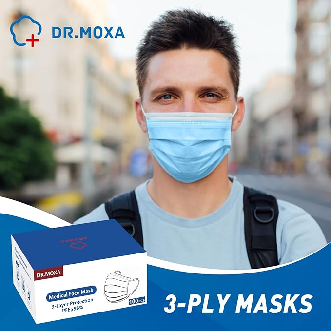 DR.MOXA 50 Pack Disposable Face Masks, Medical Grade 3 Ply Masks - Image 7