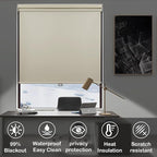 HESTIA No Drill Cordless Blackout Roller Shades Screwless Waterproof Shower - Image 3