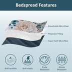 WONGS BEDDING Aqua Floral Quilt Set King, 3 Pieces Reversible Lightweight - Image 6