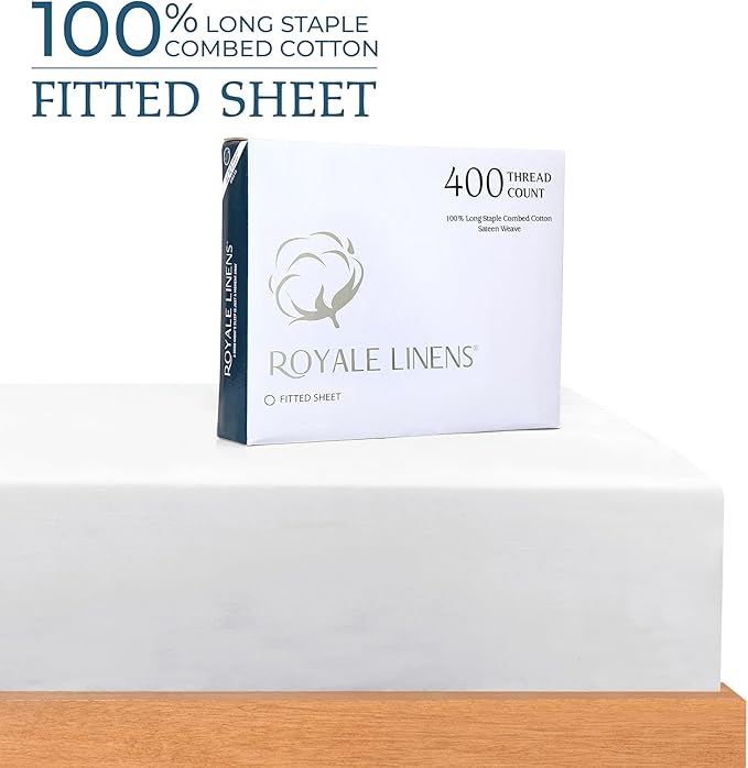 Royale Linens 400 Thread Count 100% American Grown Cotton Fitted Sheet King Size - Image 2