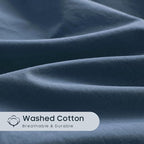 Wake In Cloud - Cotton Duvet Cover Set, Full Size, Dark Navy Blue, 100% Washed - Image 6