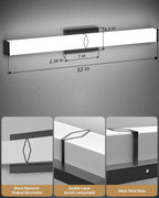 Bathroom Vanity Light, 32inch 5CCT Modern Dimmable Bathroom Light Fixtures Over - Image 4