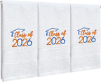MASHAN Class of 2026 Graduation Hand Towels 3 Pack, 100% Cotton Soft Absorbent by MASHAN