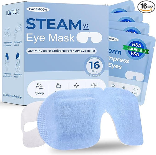 16 Pack Steam Eye Mask for Dry Eyes: Self-Heating Warm Compress for Stye Relief by FACEMOON