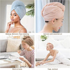 Soft Microfiber Hair Drying Towel Wrap, 5 Pack Elastic Hair Turbans - Image 7
