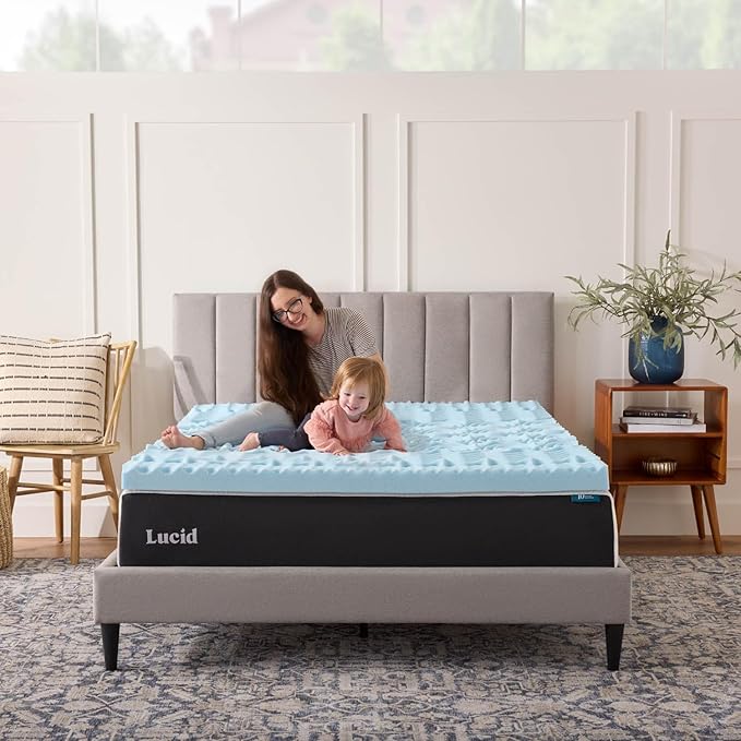 LUCID 3 Inch Gel Memory Foam Mattress Topper, Twin XL size – 5 Zones – Cooling - Image 7