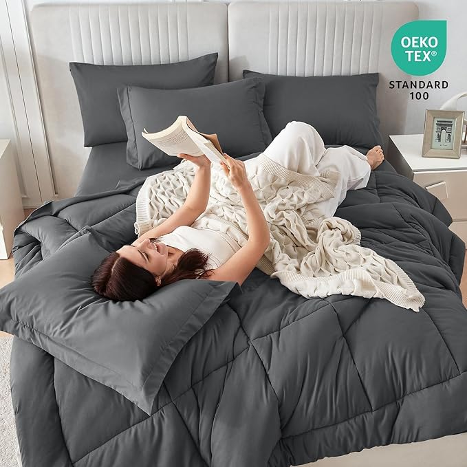 Sasttie King Size Comforter Set, 7 Pieces Bed in a Bag King, Complete Bedding - Image 5