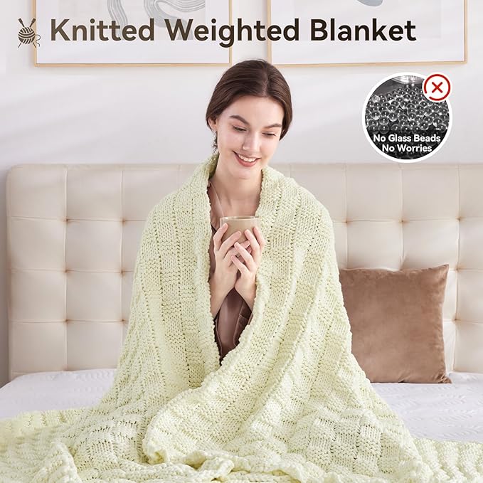 Knitted Weighted Blanket for Adult, No Beads Heavy Blanket 70” x 90'' 20lbs - Image 5