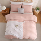 JSD Dusty Pink Duvet Cover Set Queen Size, 3 Piece Duvet Cover - Image 8