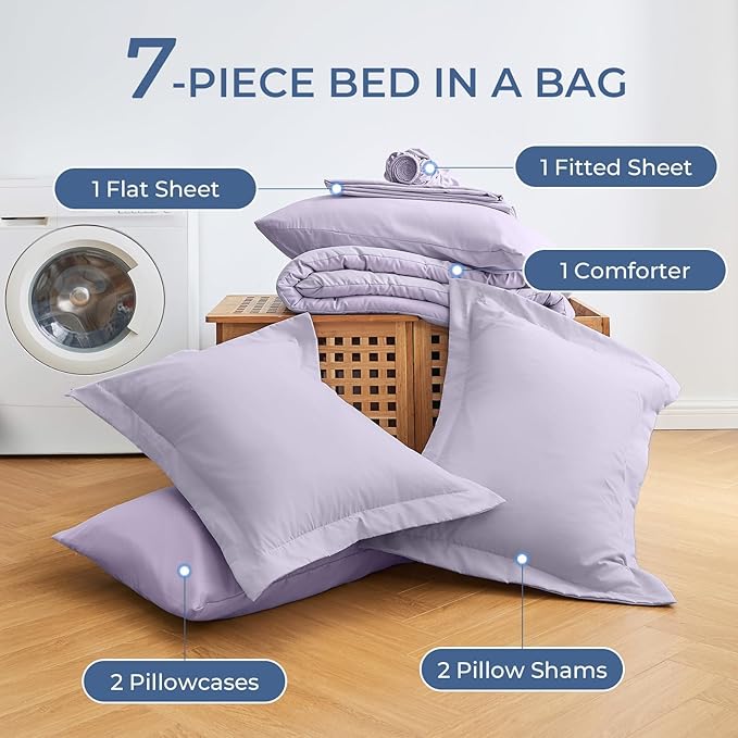 Sasttie King Size Comforter Set, 7 Pieces Bed in a Bag King, Complete Bedding - Image 6