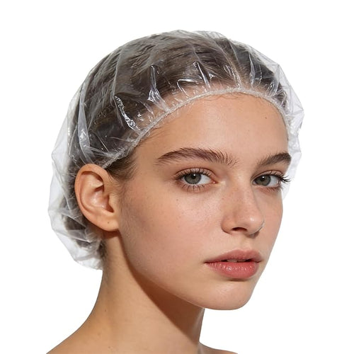 100PCS Larger Shower Caps Disposable, Thicker Waterproof Plastic Elastic Hair by AIDIQIU