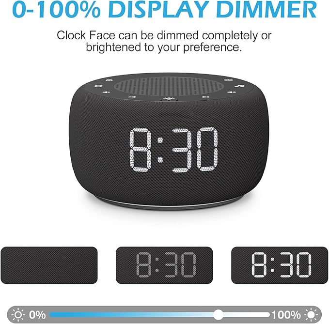 Buffbee Sound Machine & Alarm Clock 2-in-1, 0-100% Clock Face Brightness - Image 4