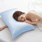 Light Blue Satin Pillowcases - Image 3