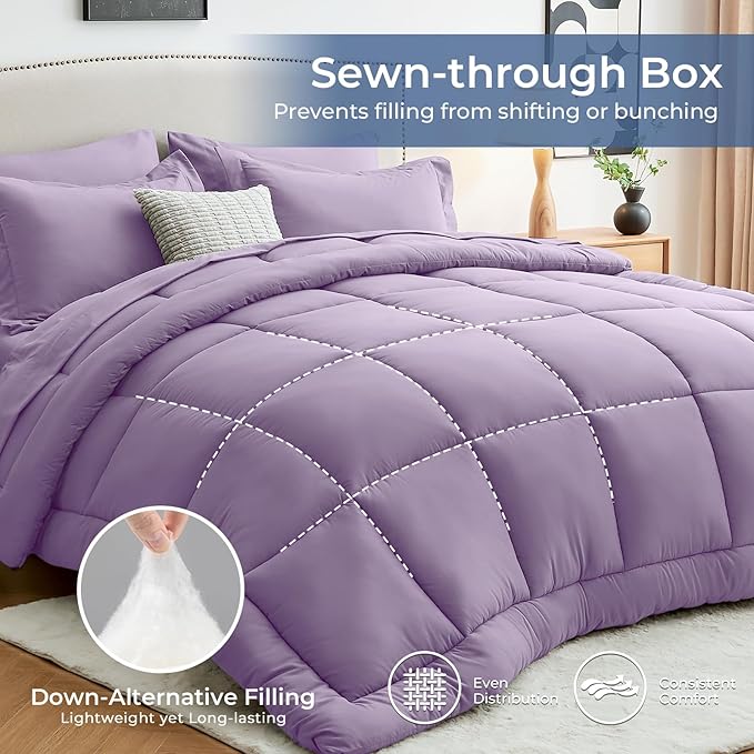 Sasttie California King Comforter Set, 7 Pieces Cal King Bed in a Bag, Complete - Image 3