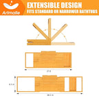 Artmalle Foldable Bathtub Tray for Tub, Bamboo Bathtub Caddy Tray Table - Image 5