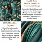 Nanko Emerald Dark Green Gold Printed Queen Size Comforter Set 3 Pcs - Image 4