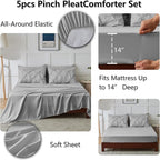 CozyLux Twin XL Comforter Set Light Grey, 5 Pieces Twin Extra Long Pintuck Bed - Image 6