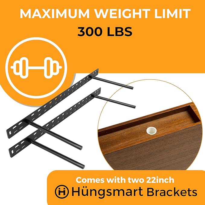 HÜNGSMART 60 Inch Wooden Floating Shelf – Supports 300lbs - Image 6