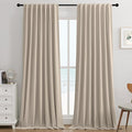 Joydeco Light Beige 100% Blackout Curtains 90 Inch 2 Panels, Luxury Thermal by JOYDECO