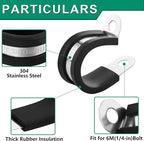 30pcs 3/16 Inch Cable Clamp, 304 Stainless Steel Rubber Coated Cushioned - Image 2