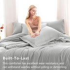 CozyLux Full Size Comforter Sets Light Grey, 7 Pieces Bed in a Bag Full - Image 3