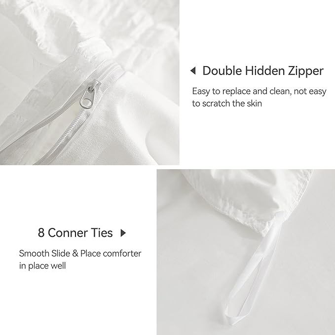 JELLYMONI Bright White Duvet Cover King Size, Soft Breathable Seersucker Duvet - Image 5