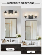 L LOHAS LED 3-Light Black Bathroom Light Fixtures, Modern Bathroom Lighting - Image 5