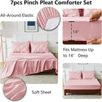 CozyLux Full Size Comforter Sets Pink, 7 Pieces Pintuck Bed in A Bag Pink - Image 5
